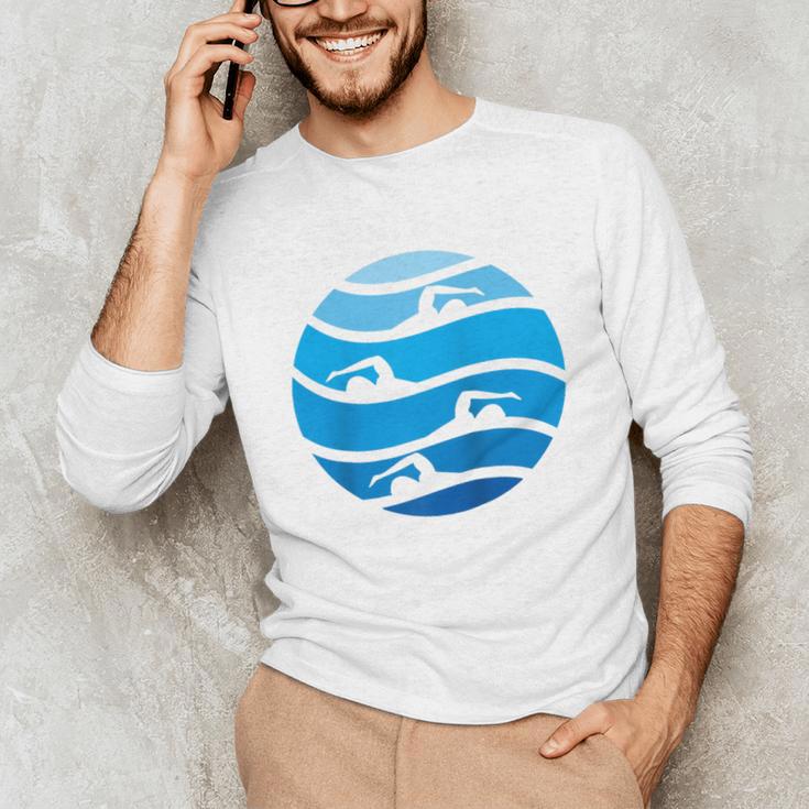 Swimming Freestyle Raglan Baseball Tee Unisex Long Sleeve T-Shirt