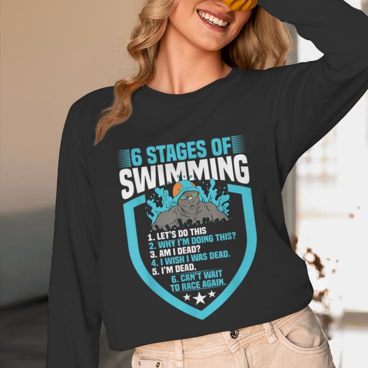 6 Stages Of Swimming Joke Sports Athlete Pool Swimmer Unisex Long Sleeve T-Shirt 6 Stages Of Swimming Joke Sports Athlete Pool Swimmer Unisex Long Sleeve T-Shirt