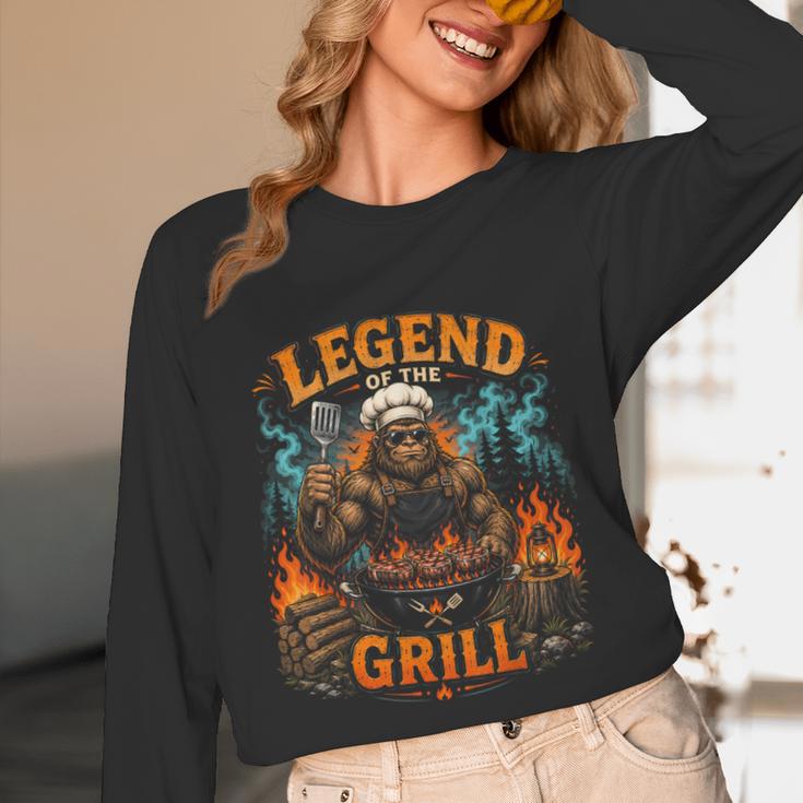 Bigfoot Legend Of The Grill BBQ Dad Father Day 2026 Unisex Long Sleeve T-Shirt