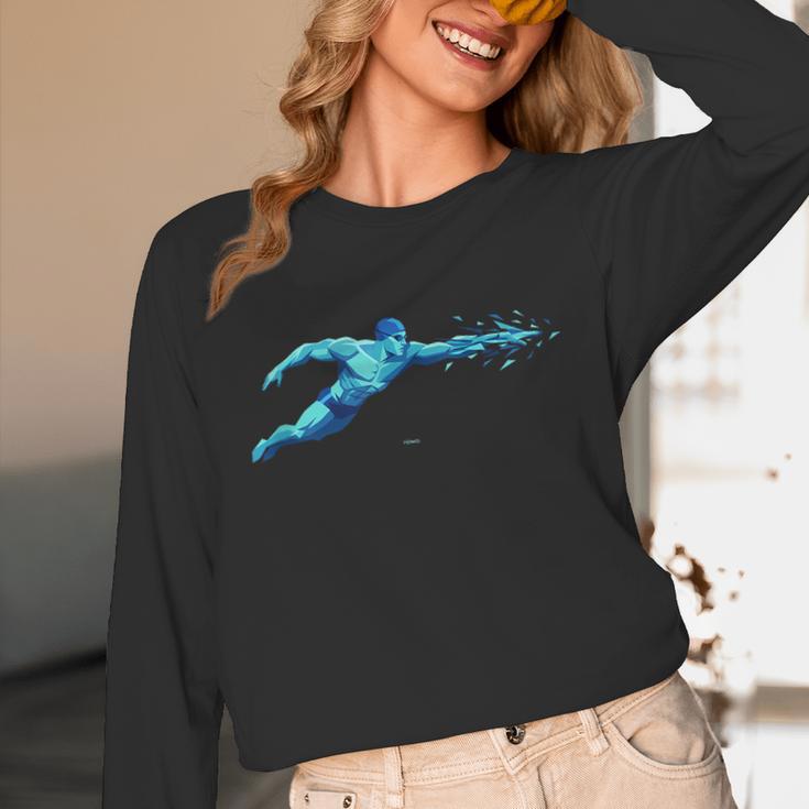 Blue Water Swimming In Freestyle Stroke Unisex Long Sleeve T-Shirt Blue Water Swimming In Freestyle Stroke Unisex Long Sleeve T-Shirt