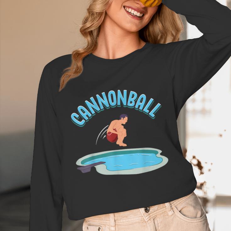 Cannonball Swimming Pool Fun Diving Diver Swimmer Cool Unisex Long Sleeve T-Shirt
