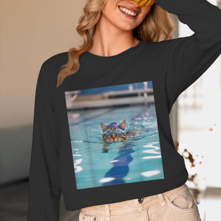 Competitive Swim Team Funny Kitty Cat Swimming Unisex Long Sleeve T-Shirt Competitive Swim Team Funny Kitty Cat Swimming Unisex Long Sleeve T-Shirt