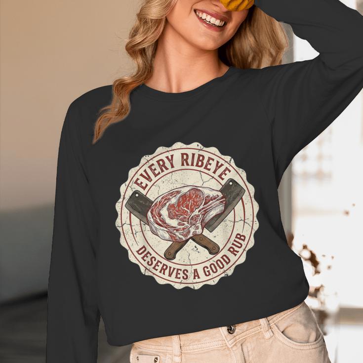 Every Ribeye Deserves A Good Rub BBQ Dad Grilling Unisex Long Sleeve T-Shirt