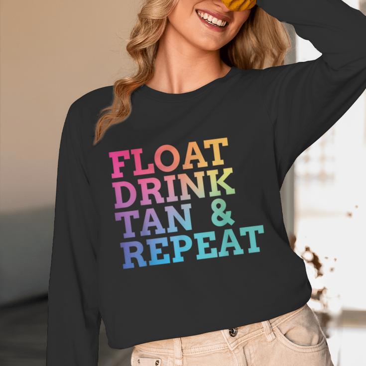 Float Drink Tan Repeat Summer Swimming Beach Pool Vacation Unisex Long Sleeve T-Shirt Float Drink Tan Repeat Summer Swimming Beach Pool Vacation Unisex Long Sleeve T-Shirt