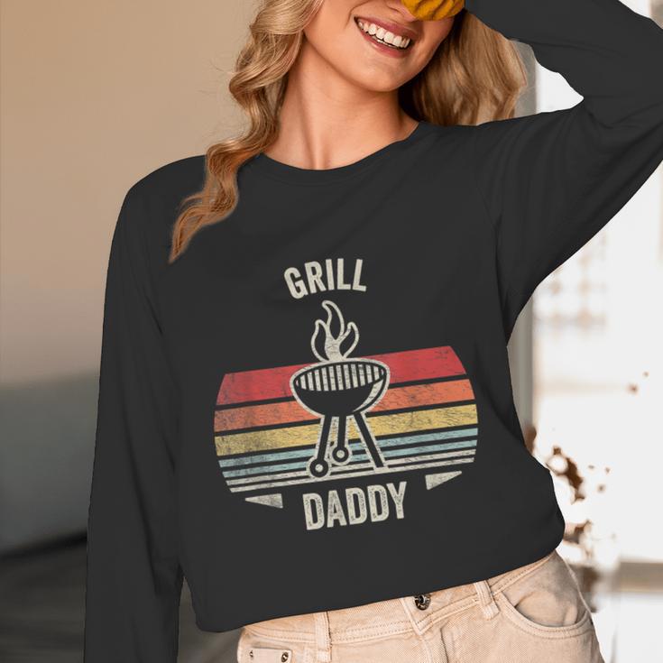 Grill Daddy BBQ Dad Retro Vintage Grilling Graphic Unisex Long Sleeve T-Shirt