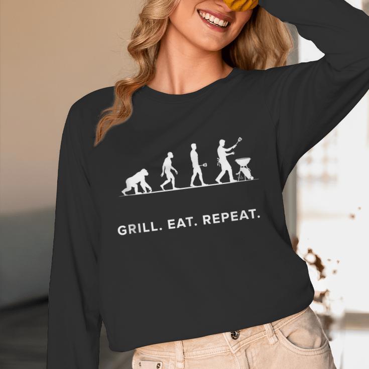Grill Eat Repeat BBQ Dad Evolution Cookout Unisex Long Sleeve T-Shirt Grill Eat Repeat BBQ Dad Evolution Cookout Unisex Long Sleeve T-Shirt