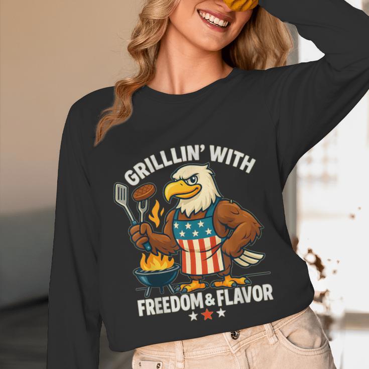 Grillin’ Eagle BBQ Dad 4th Of July Father’s Day Unisex Long Sleeve T-Shirt