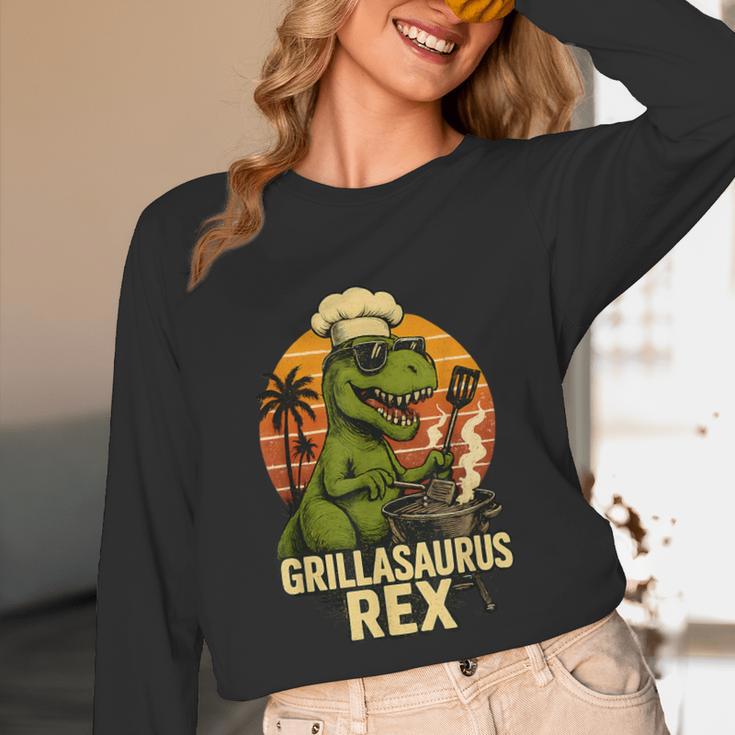 Grilling Dinosaur Grillasaurus T-Rex BBQ Dad Joke Unisex Long Sleeve T-Shirt