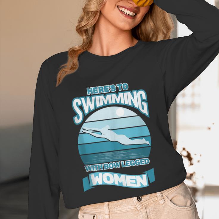 Here's To Swimming With Bow Legged Women Vintage Style Unisex Long Sleeve T-Shirt