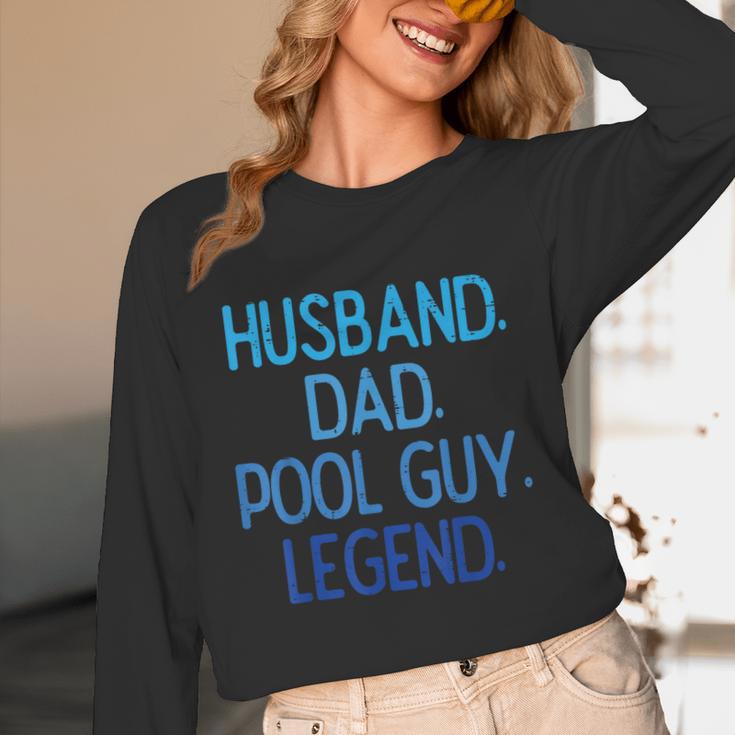 Husband Dad Pool Guy Legend Fathers Day Swimming Papa Unisex Long Sleeve T-Shirt Husband Dad Pool Guy Legend Fathers Day Swimming Papa Unisex Long Sleeve T-Shirt