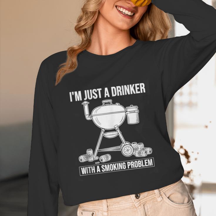 I'm Just A Drinker With A Smoking Problem BBQ Dads Grilling Unisex Long Sleeve T-Shirt I'm Just A Drinker With A Smoking Problem BBQ Dads Grilling Unisex Long Sleeve T-Shirt
