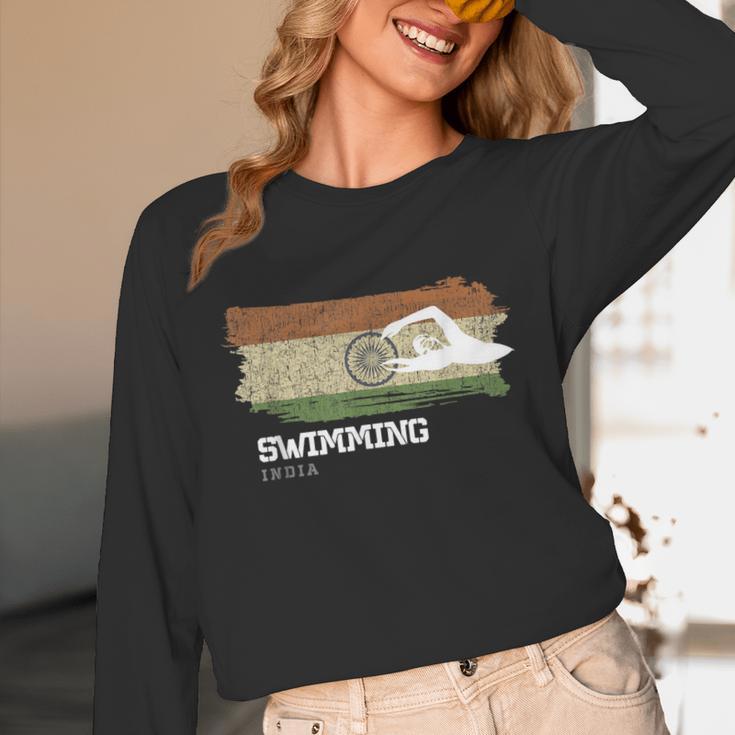 India Swimming Swimmer Water Sports Swimming Unisex Long Sleeve T-Shirt