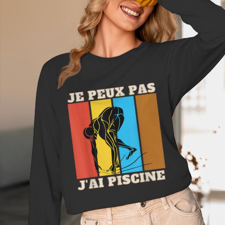 Je Peux Pas J'Ai Piscine Swimming Humour Retro Swimming Pool Unisex Long Sleeve T-Shirt Je Peux Pas J'Ai Piscine Swimming Humour Retro Swimming Pool Unisex Long Sleeve T-Shirt