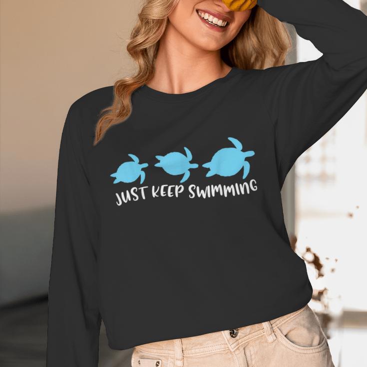 Just Keep Swimming Sea Turtle Swimmer Swim Team Coach Unisex Long Sleeve T-Shirt Just Keep Swimming Sea Turtle Swimmer Swim Team Coach Unisex Long Sleeve T-Shirt