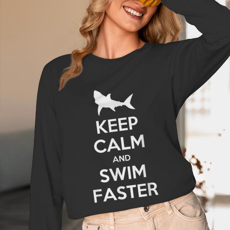 Keep Calm And Swim Faster Swimming T-Shirt Unisex Long Sleeve T-Shirt