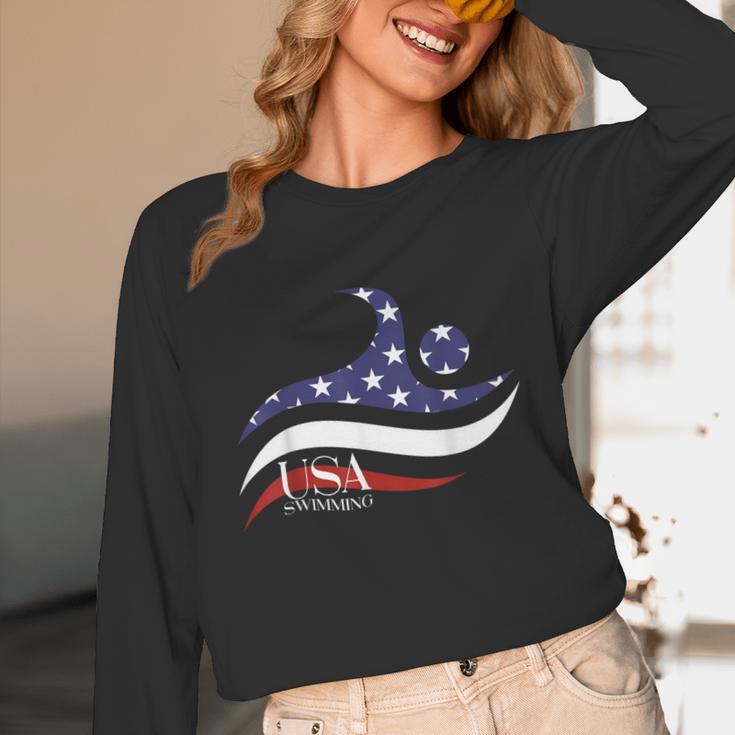 Patriotic American Flag Floating USA Swimming Team Unisex Long Sleeve T-Shirt Patriotic American Flag Floating USA Swimming Team Unisex Long Sleeve T-Shirt