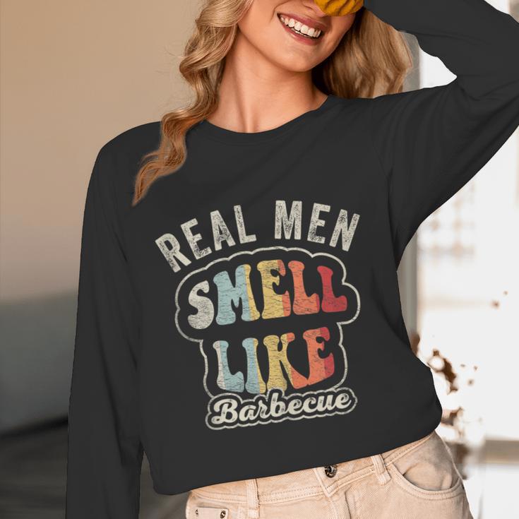 Real Men Smell Like Barbecue Grilling BBQ Dad Graphic Unisex Long Sleeve T-Shirt