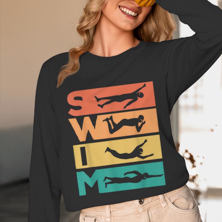 Retro Vintage Swimming For Swimmers Unisex Long Sleeve T-Shirt