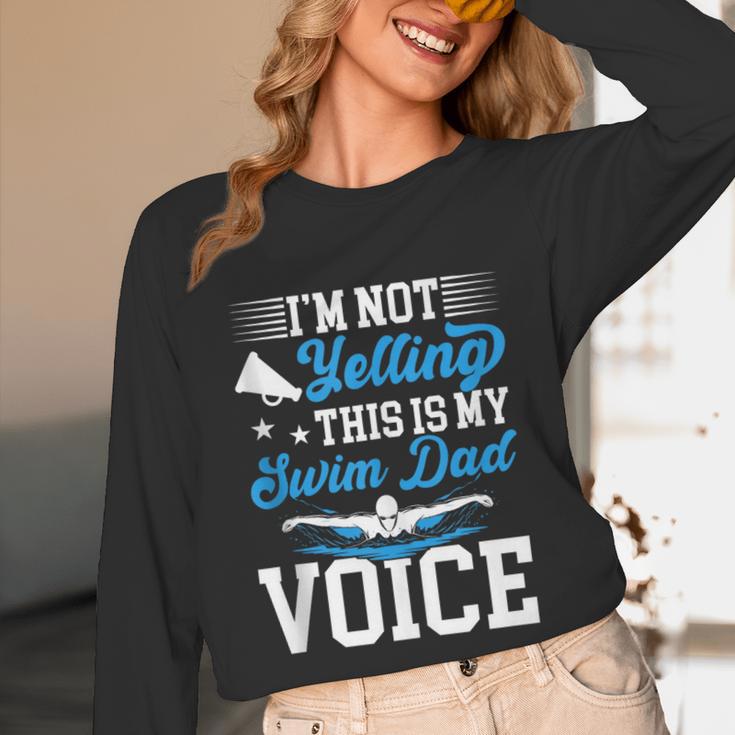 Swim Dad Voice Swimming Dad Of A Swimmer Father Unisex Long Sleeve T-Shirt