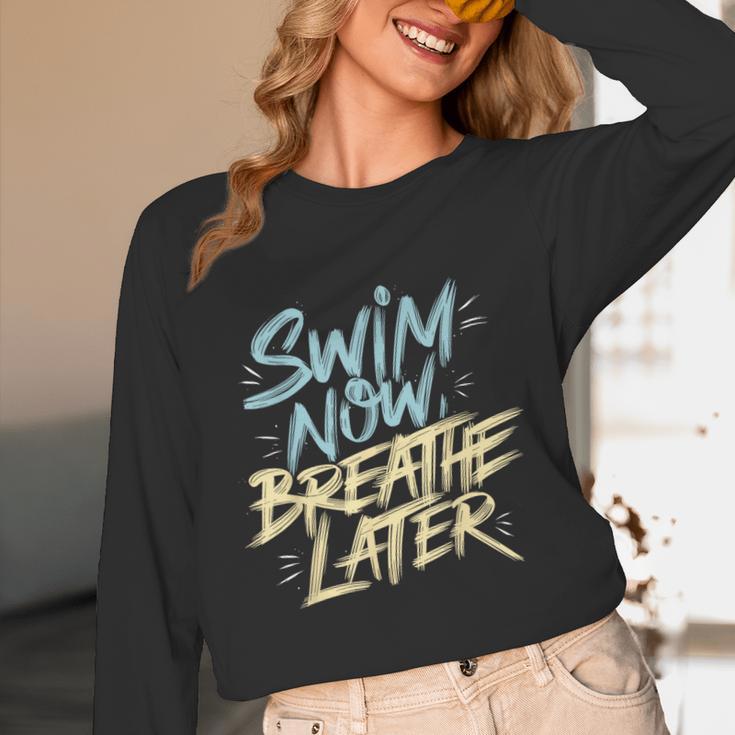 Swimmer Saying Swim Team Swimming Unisex Long Sleeve T-Shirt Swimmer Saying Swim Team Swimming Unisex Long Sleeve T-Shirt