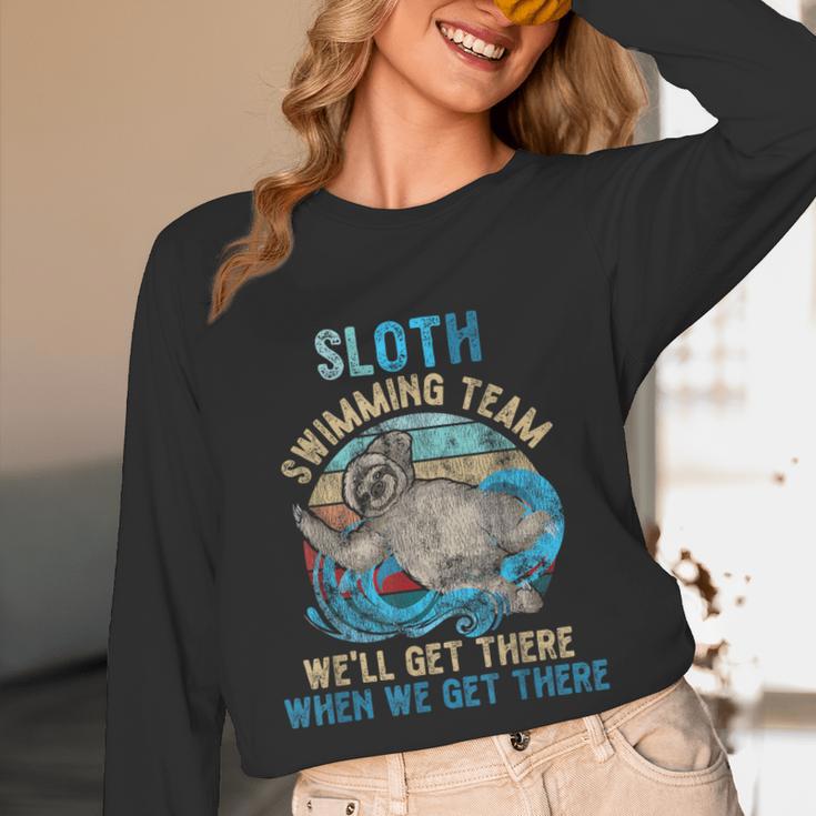 Swimmer Swim Sloth Swimming Team Retro Unisex Long Sleeve T-Shirt Swimmer Swim Sloth Swimming Team Retro Unisex Long Sleeve T-Shirt