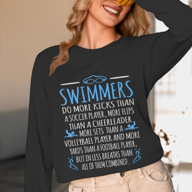 Swimmers Facts Swimming Swim Coach Men Women Graphic Small Unisex Long Sleeve T-Shirt