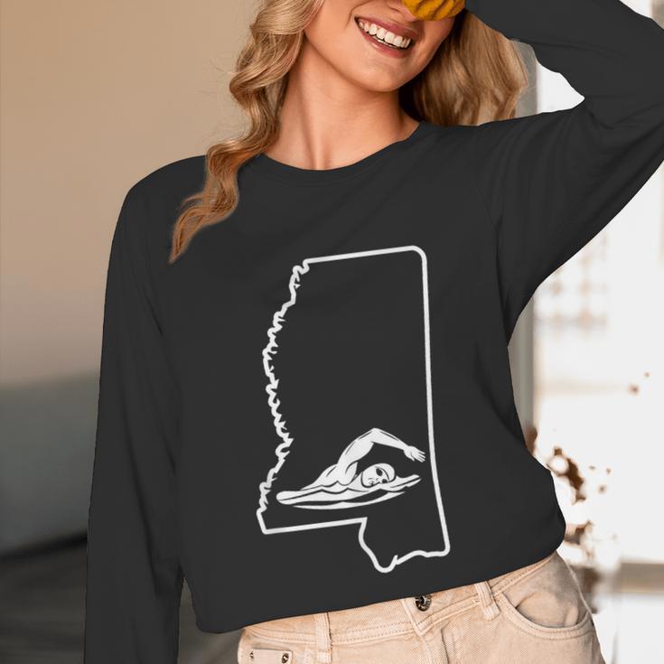 Swimming Apparel Mississippi Swimmer Training Unisex Long Sleeve T-Shirt Swimming Apparel Mississippi Swimmer Training Unisex Long Sleeve T-Shirt