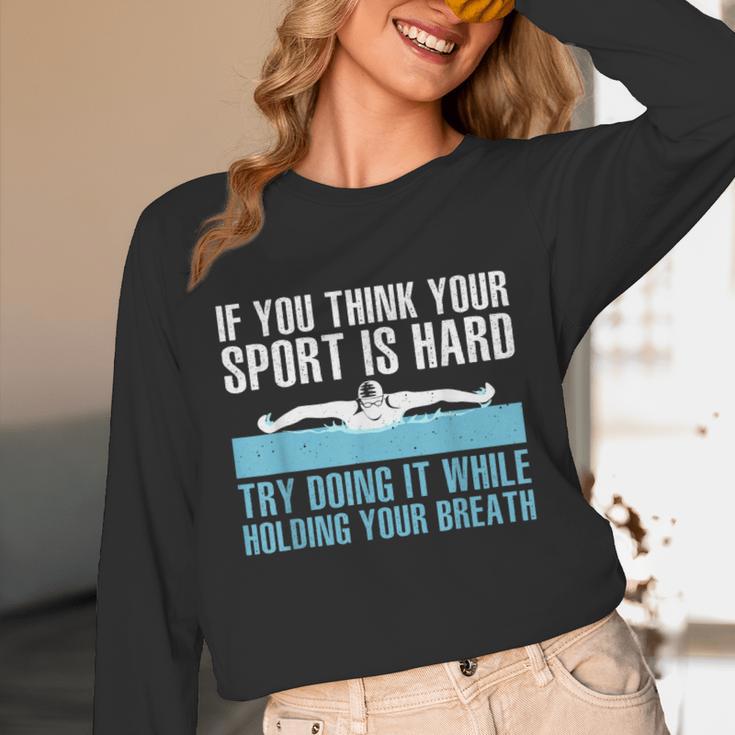 Swimming Art For Men Women Swimmer Swim Coach Training Unisex Long Sleeve T-Shirt