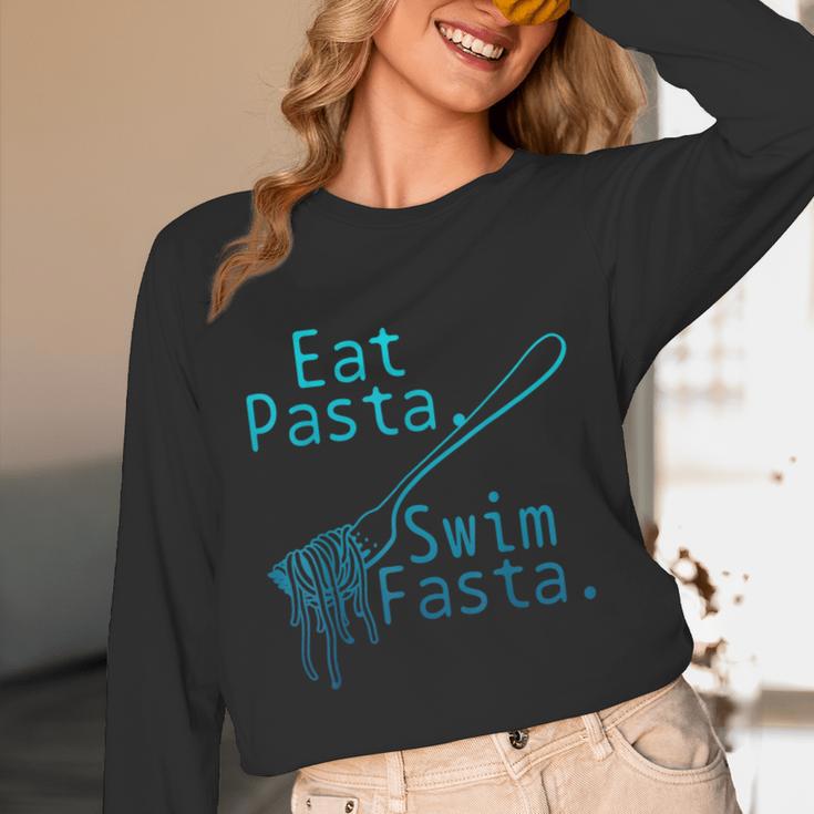 Swimming Eat Pasta Swim Fasta Swimmer Unisex Long Sleeve T-Shirt Swimming Eat Pasta Swim Fasta Swimmer Unisex Long Sleeve T-Shirt
