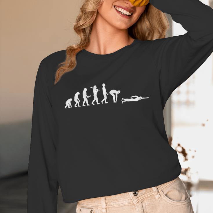 Swimming Evolution For Swimmers Unisex Long Sleeve T-Shirt Swimming Evolution For Swimmers Unisex Long Sleeve T-Shirt