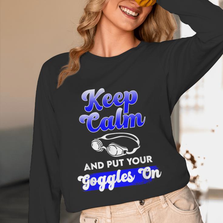Swimming Goggles Saying Swim Team Gear Unisex Long Sleeve T-Shirt