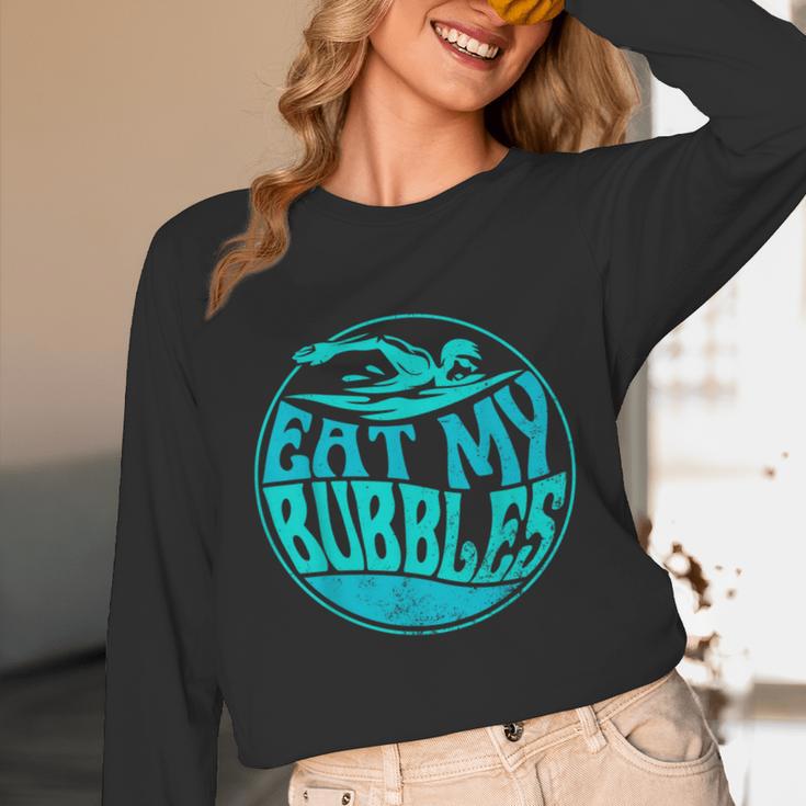 Swimming Quote For Swimmers Swim Team Eat My Bubbles Unisex Long Sleeve T-Shirt Swimming Quote For Swimmers Swim Team Eat My Bubbles Unisex Long Sleeve T-Shirt