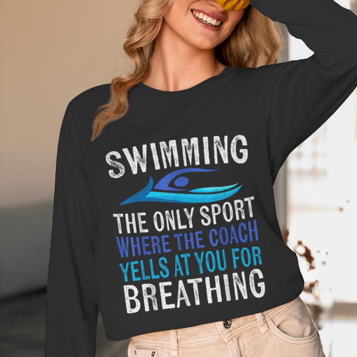 Swimming Only Sport Where The Coach Swimmer Swim Team Unisex Long Sleeve T-Shirt