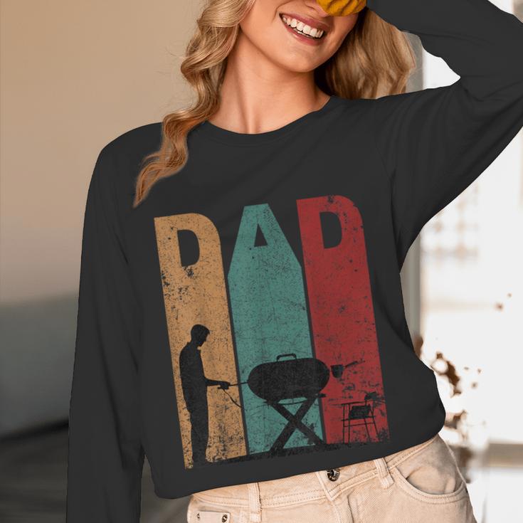 Vintage BBQ Dad Silhouette Father's Day Retro Unisex Long Sleeve T-Shirt