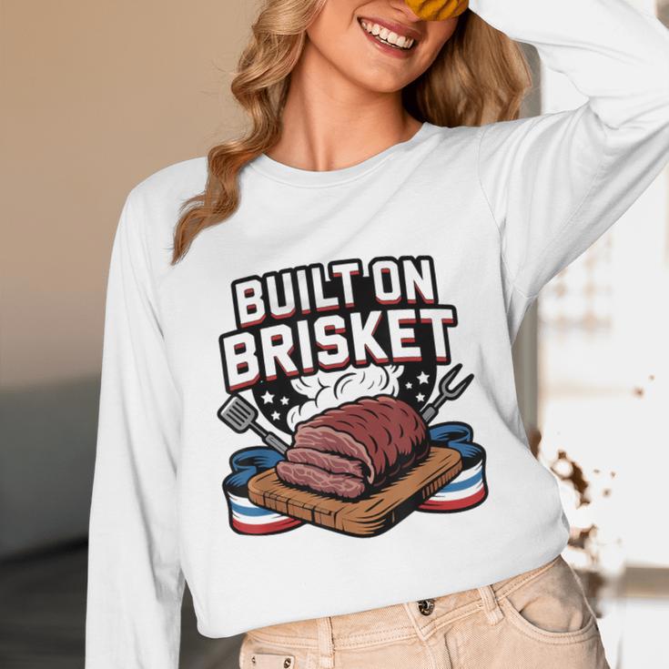 4th July BBQ Dad American Flag Brisket Smoke Unisex Long Sleeve T-Shirt