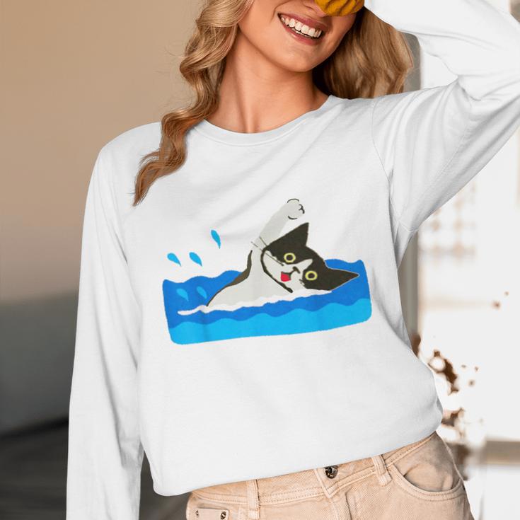 Cat Swimming Pool Unisex Long Sleeve T-Shirt Cat Swimming Pool Unisex Long Sleeve T-Shirt