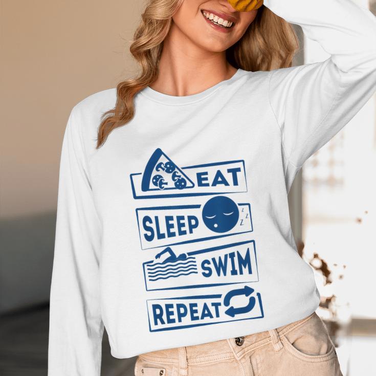 Eat Sleep Swimming Repeat Swimming Unisex Long Sleeve T-Shirt