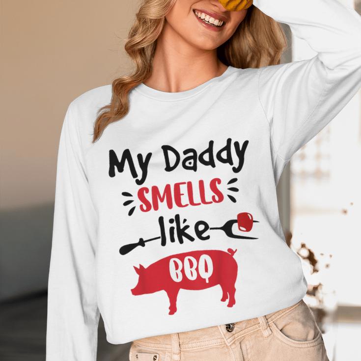 Kids My Daddy Smells Like BBQ Grilling Dad BBQ Dad Master Grill Unisex Long Sleeve T-Shirt