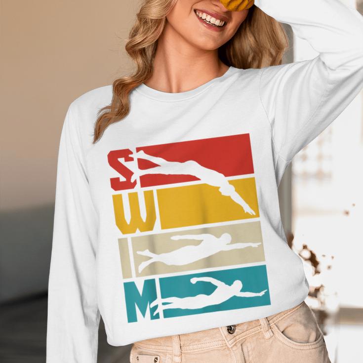 Swim Swimming Vintage Retro Swimmer Raglan Baseball Tee Unisex Long Sleeve T-Shirt Swim Swimming Vintage Retro Swimmer Raglan Baseball Tee Unisex Long Sleeve T-Shirt