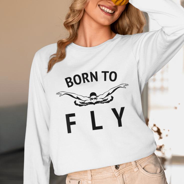 Swimmer Swim Team Born To Fly Butterfly Stroke Swimming Unisex Long Sleeve T-Shirt Swimmer Swim Team Born To Fly Butterfly Stroke Swimming Unisex Long Sleeve T-Shirt