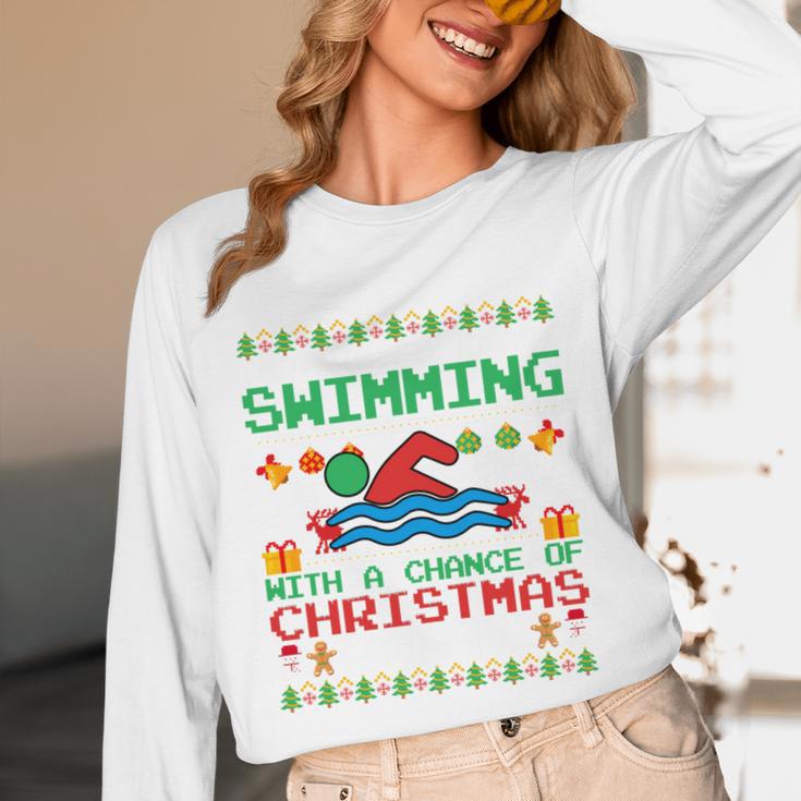 Swimming Christmas Party Swim Swimmer Christmas Ugly Style Unisex Long Sleeve T-Shirt Swimming Christmas Party Swim Swimmer Christmas Ugly Style Unisex Long Sleeve T-Shirt