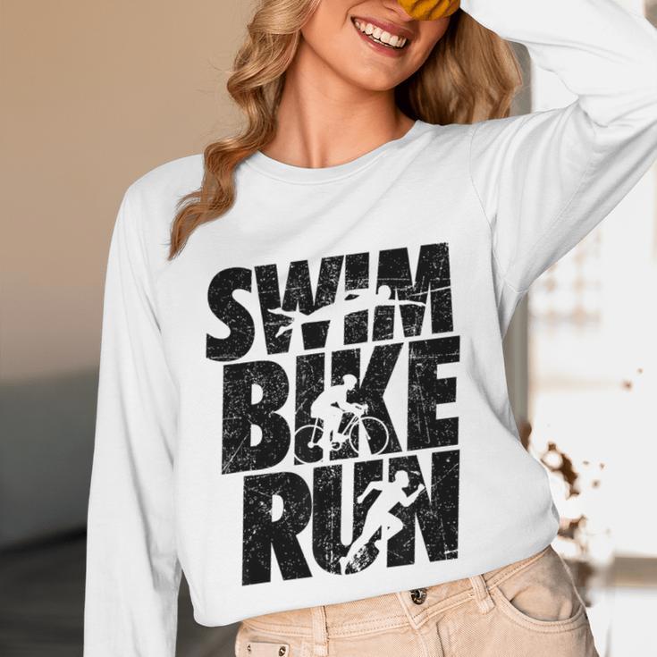 Swimming Cycling Running Triathlon Running Swimming Unisex Long Sleeve T-Shirt