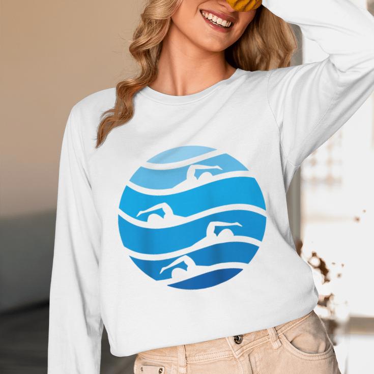 Swimming Freestyle Raglan Baseball Tee Unisex Long Sleeve T-Shirt
