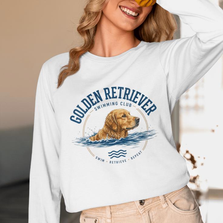Women's Golden Retriever Swimming Unisex Long Sleeve T-Shirt Women's Golden Retriever Swimming Unisex Long Sleeve T-Shirt