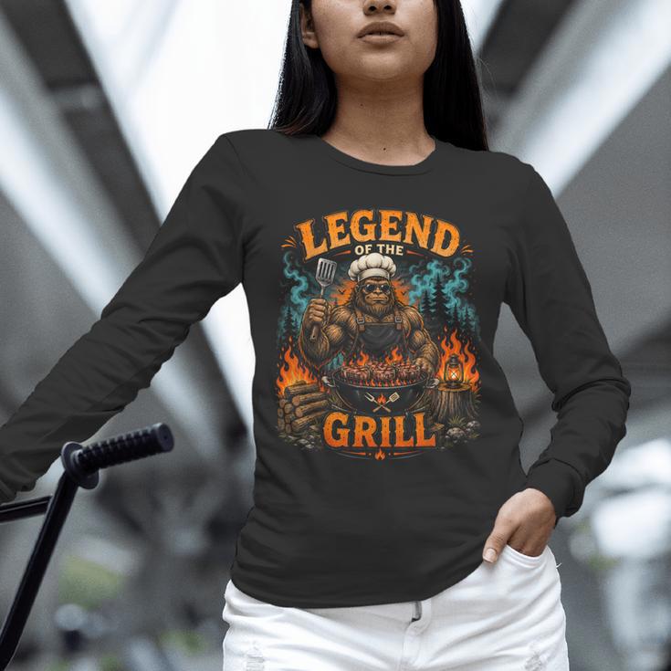 Bigfoot Legend Of The Grill BBQ Dad Father Day 2026 Unisex Long Sleeve T-Shirt