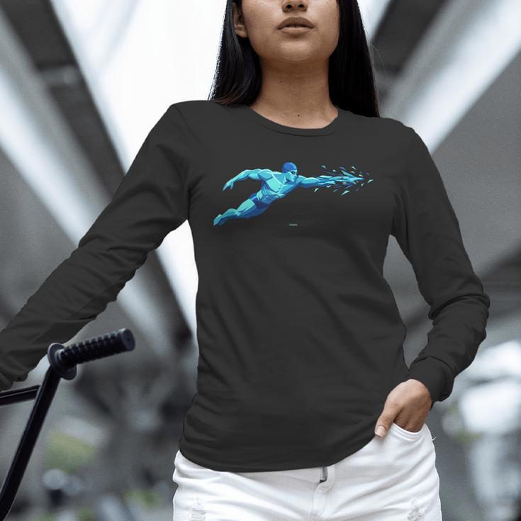 Blue Water Swimming In Freestyle Stroke Unisex Long Sleeve T-Shirt Blue Water Swimming In Freestyle Stroke Unisex Long Sleeve T-Shirt