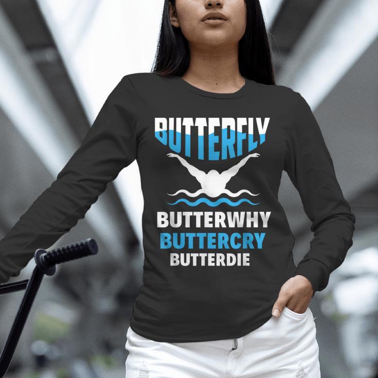 Butterfly Butterwhy Buttercry Swimming Swimmer Unisex Long Sleeve T-Shirt Butterfly Butterwhy Buttercry Swimming Swimmer Unisex Long Sleeve T-Shirt
