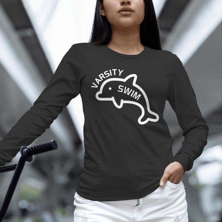 Dolphin Dolfin Varsity Swim Swim Team Swim Club Swimming Unisex Long Sleeve T-Shirt Dolphin Dolfin Varsity Swim Swim Team Swim Club Swimming Unisex Long Sleeve T-Shirt