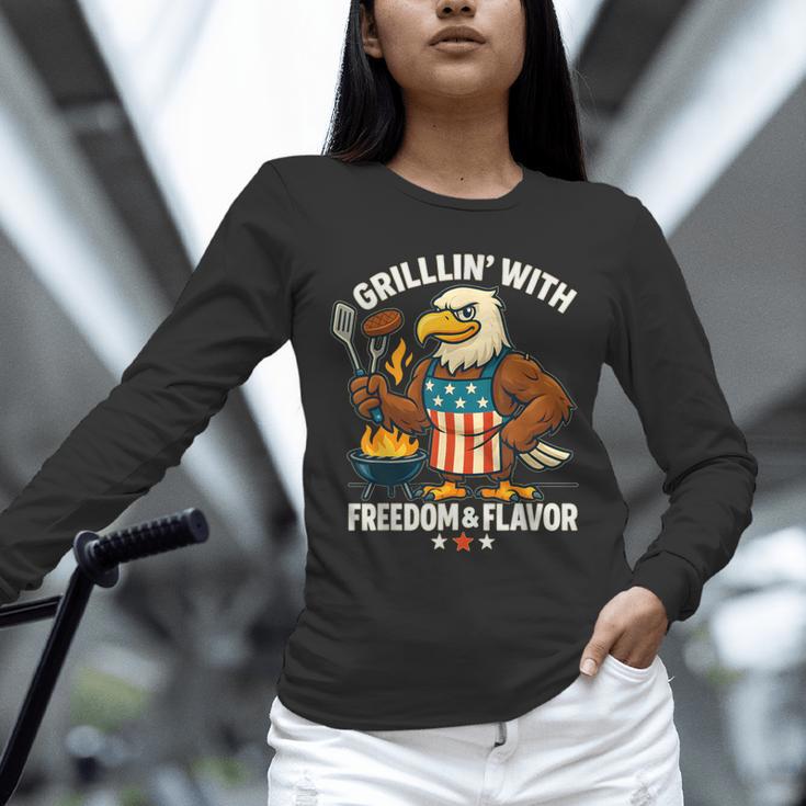 Grillin’ Eagle BBQ Dad 4th Of July Father’s Day Unisex Long Sleeve T-Shirt