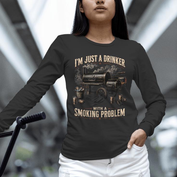 I'm Just A Drinker With A Smoking Problem Grilling BBQ Dads Unisex Long Sleeve T-Shirt I'm Just A Drinker With A Smoking Problem Grilling BBQ Dads Unisex Long Sleeve T-Shirt